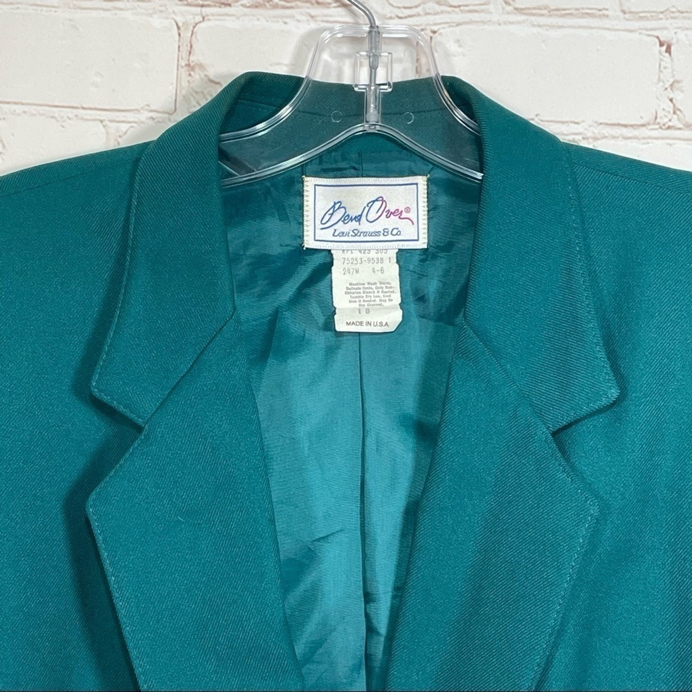 Vintage 70’s Levi Strauss & Co Bend Over Womens Green Polyester Blazer Size 18 - Picture 4 of 8
